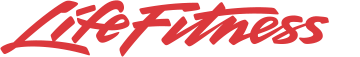 The image shows the Life Fitness logo with the words Life Fitness in red, stylized cursive lettering.