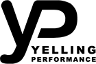 Black YP logo above the words Yelling Performance in bold, uppercase letters on a white background.